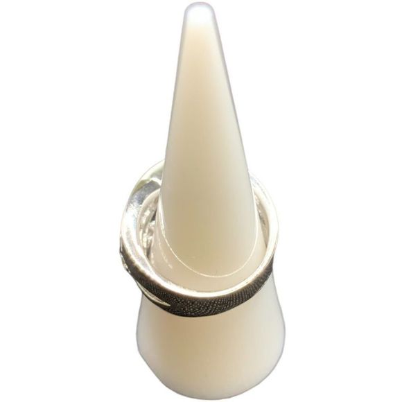 New Sterling silver 925  diagonal crisscross clear CZ ring size 6 - Picture 4 of 7